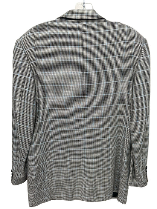 V2 by Versace Gray & Blue Wool Blend Plaid 2 Button Men's Blazer