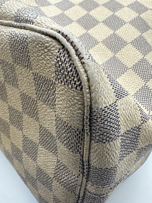 Louis Vuitton Cream, Blue, Brown Coated Canvas Top Handle Checkered Tote Bag