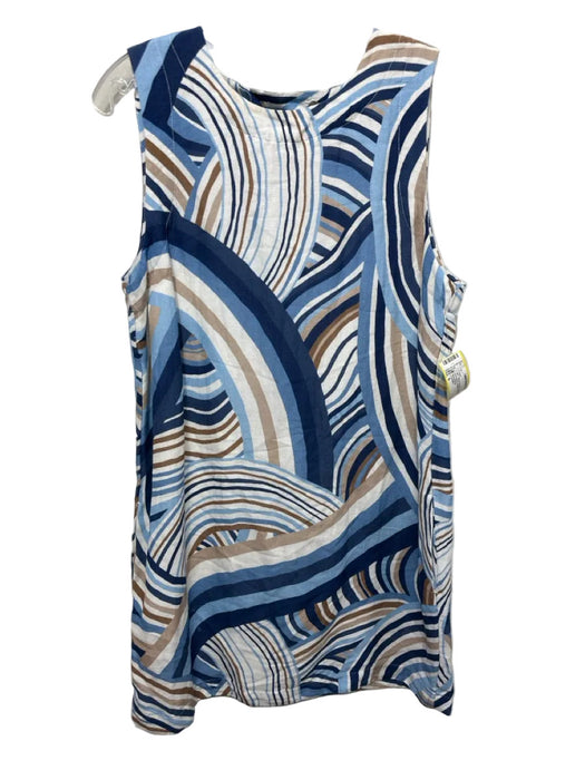 Cartolina Size S Blue & Brown Viscose & Linen Sleeveless Abstract Print Dress