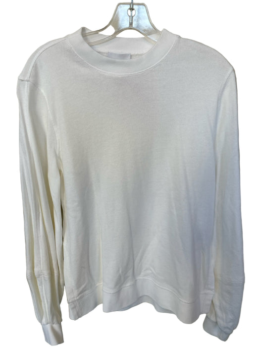 Ganni Size M White Cotton Long Sleeve Solid Sweatshirt