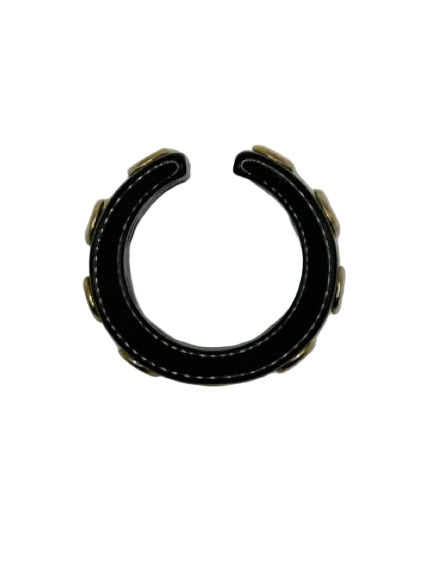 Chanel Black & Gold Resin Studded Wide Ring