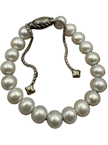 David Yurman White & Silver Pearl Beaded 925 Bracelet