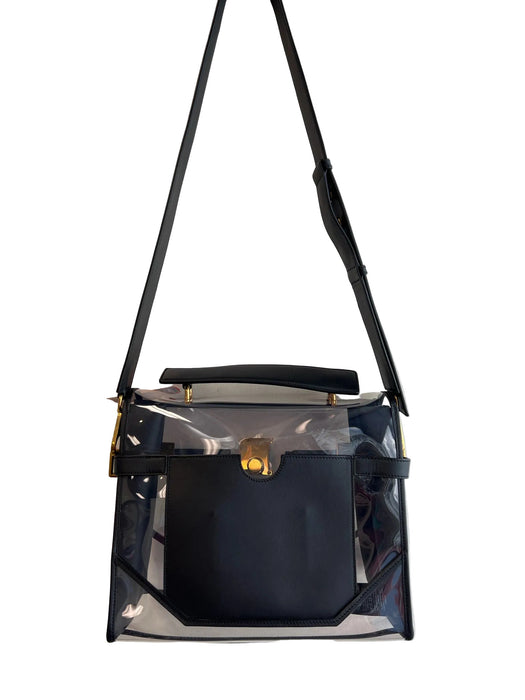 Balmain Clear & Black PVC Leather trim Shoulder & Crossbody Straps Bag