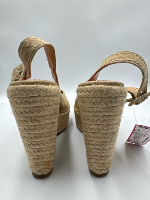 Christian Louboutin Shoe Size 38 Beige Canvas & Raffia Peep Toe Espadrille