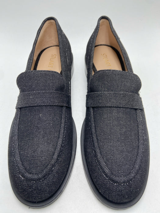 Stuart Weitzman Shoe Size 11 Black Fabric Almond Toe Closed Heel Denim Loafers