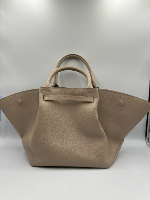 DeMellier Beige Leather Snap Detail Magnetic Snap Closure Removable Strap Bag