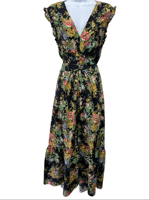 Derek Lam 10 Crosby Size S / 6 Black & Multi Cotton Blend floral print Dress