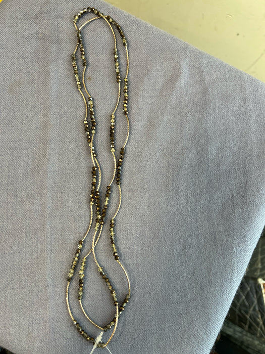 No Brand Silver & Black Beads & Metal Long No Clasp Necklace