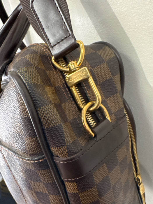 Louis Vuitton Brown & Beige Leather Damier Zip Pockets Men's Bag