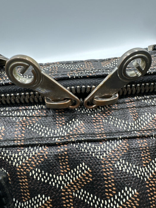 Goyard Black Print Coated Canvas Leather Monogram Top Handle Boston Bag Bag