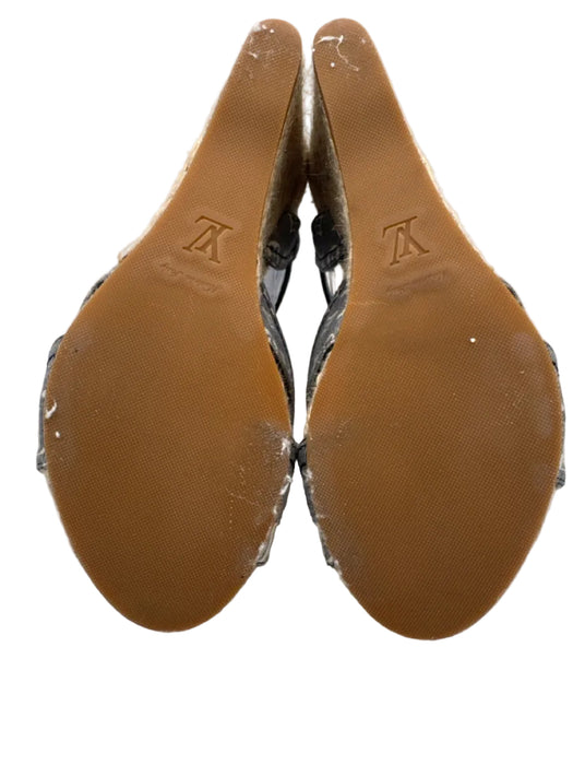 Louis Vuitton Shoe Size 37.5 Navy Blue & Beige textile upper Monogram Sandals