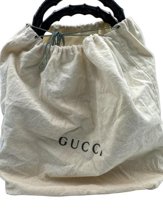 Gucci Black Nylon Monogram Bamboo Handle Square Certified by Entrupy Bag