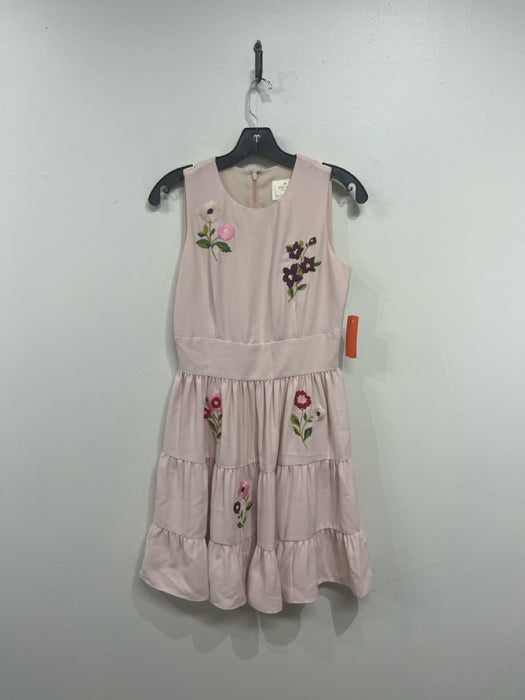 Kate Spade Size 2 Light Pink Print Polyester Floral Embroidery Tiered Dress