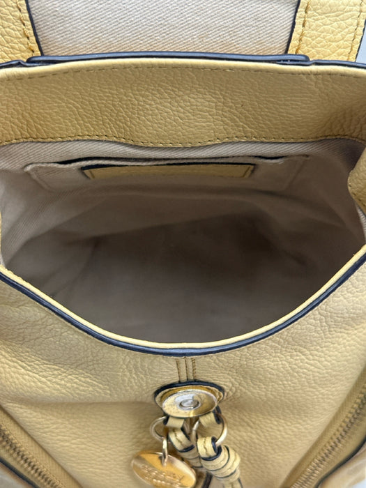 See By Chloe Yellow Beige Leather Gold Tone Hardware Zipper Detail Tassel Bag