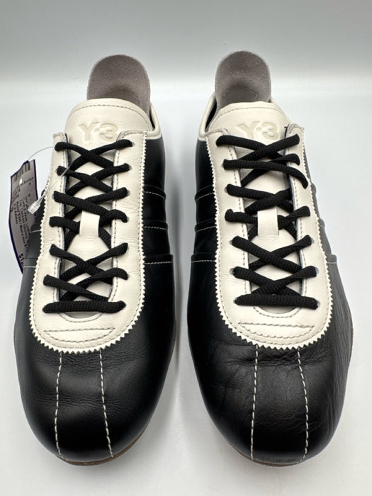 Y-3 Adidas Shoe Size 9 Black & White Leather Lace Up Low Top Sneakers