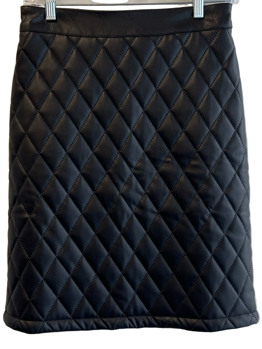 G by Giuliana Black Label Size 0 Black Polyester Faux Leather Knee Length Skirt