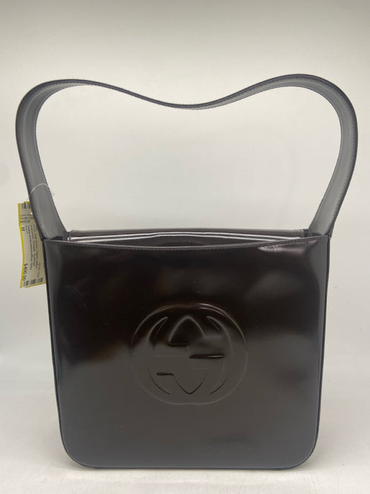 Gucci Dark Brown Patent Leather embossed Shoulder Bag
