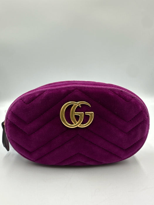 Gucci Purple Velvet Gold hardware Logo Belt Bag Fanny Pack Bag