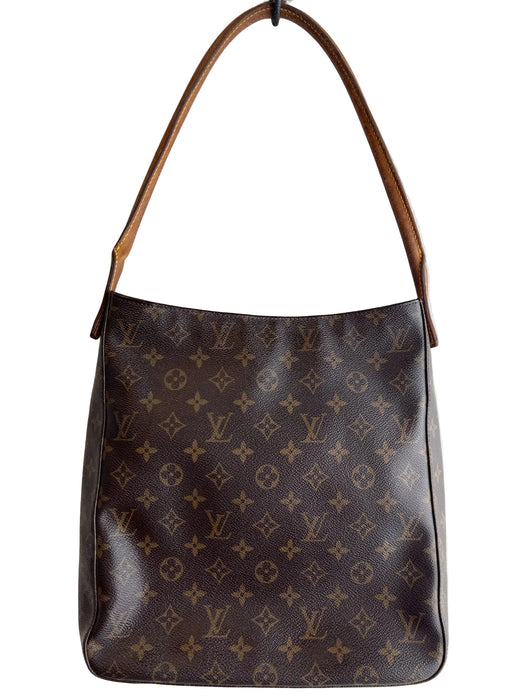 Louis Vuitton Brown Leather Logo Print Top Handle Inside Pocket Bag