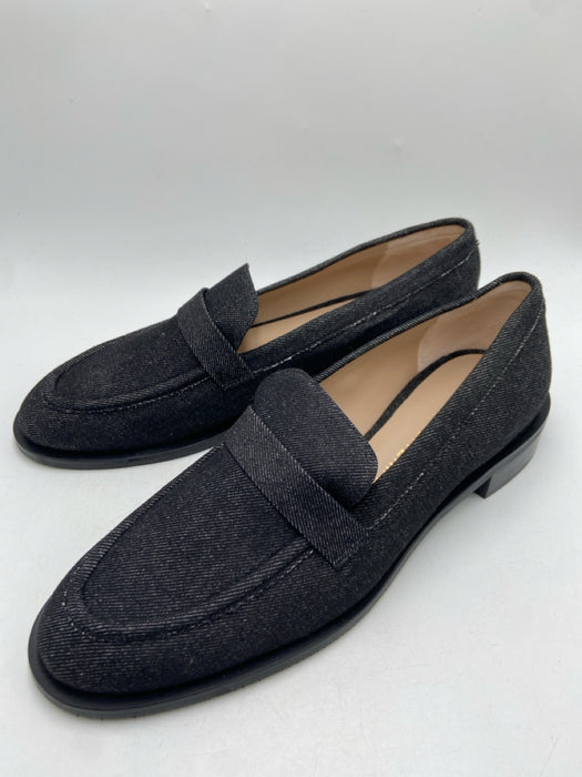 Stuart Weitzman Shoe Size 11 Black Fabric Almond Toe Closed Heel Denim Loafers