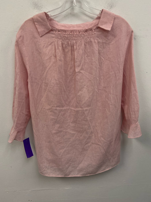 Olive Des Olive Size 1 Red & White Cotton Blend 3/4 Sleeve Pinstripe Top