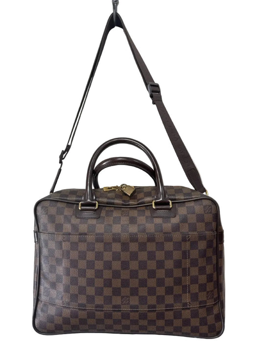 Louis Vuitton Brown & Beige Leather Damier Zip Pockets Men's Bag