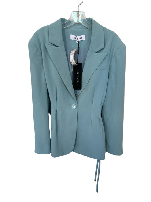 Elliatt Size M Baby Blue Polyester One Button Faux Leather Accents Jacket