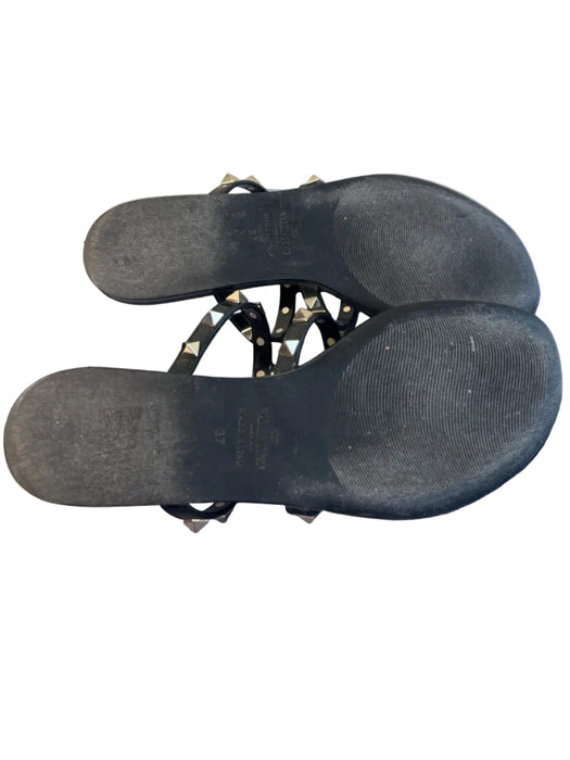 Valentino Garavani Shoe Size 37 Black Manmade Material Thong Strap Flat Shoes
