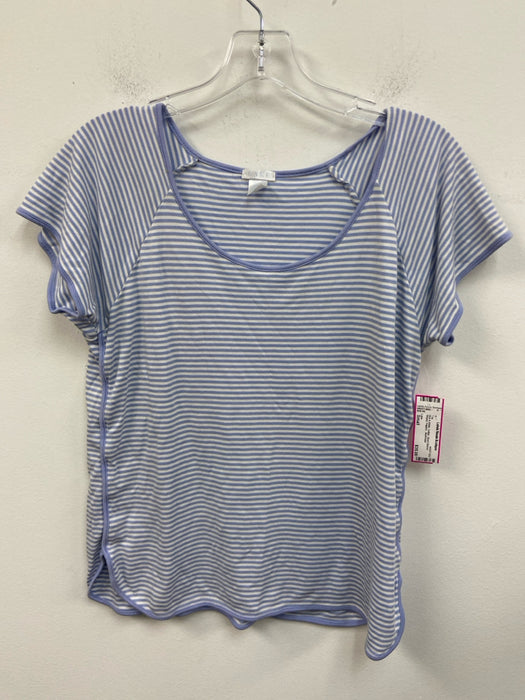 Lake Size Small Blue & White Cotton Short Sleeve Striped Pajama Top