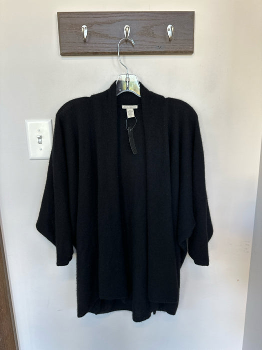 White + Warren Size M Black Cashmere Long Sleeve Open Front Sweater