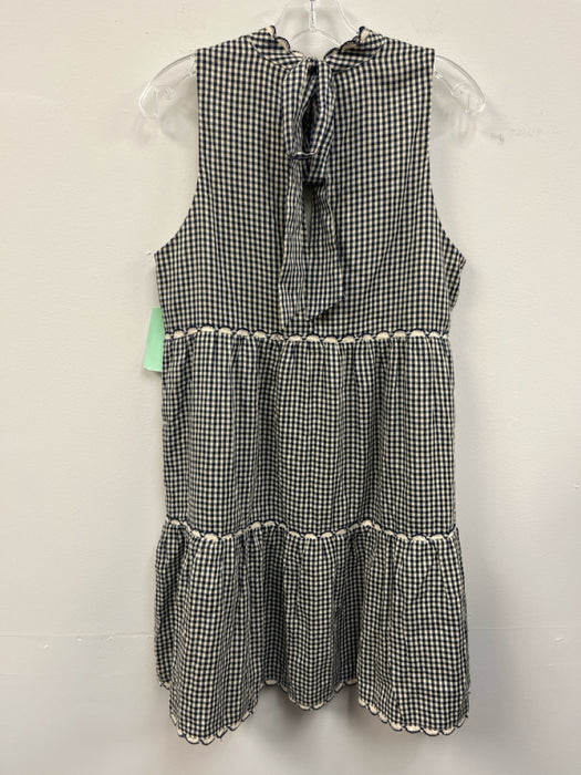 Pomander Place Size M Blue & Beige Rayon Blend Tie Back Gingham Above Knee Dress