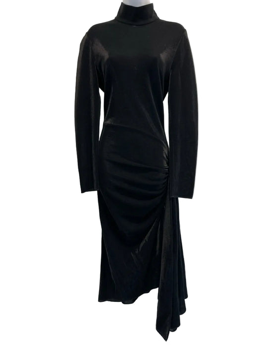 Giorgio Armani Size 48 Black Cotton Blend Metallic Shimmer Long Sleeve Dress