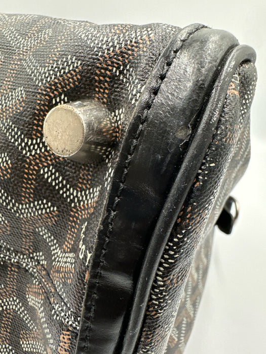 Goyard Black Print Coated Canvas Leather Monogram Top Handle Boston Bag Bag