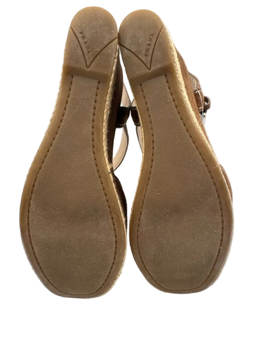 Prada Sport Shoe Size 36.5 Brown Leather Upper Suede Ankle Buckle Sandals