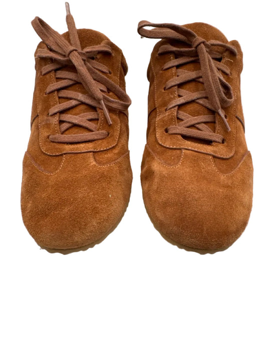 Reformation Shoe Size 7 Brown Suede Lace Up Stitching Detail Sneakers