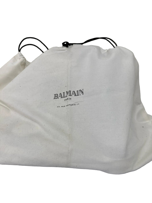 Balmain Shoe Size 46 White & Black Leather Two Tone High Top Sneaker Men's Shoes