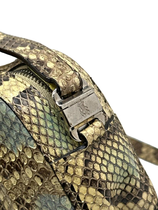 Gucci Cream, Brown, Multi Leather Snake Print Zip Close Cross Body Strap Bag