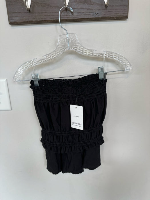 Loyd / Ford Size 1/S Black Cotton Smocked Tube Top High Waist Mini Skirt Set