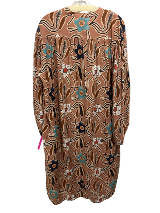 Ulla Johnson Size One Size Brown & Multi Cotton Blend Long Sleeve Dress
