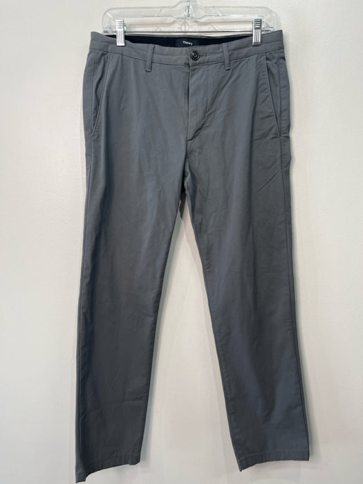 Theory Size 30 Dark Gray Synthetic Solid Khakis Men's Pants