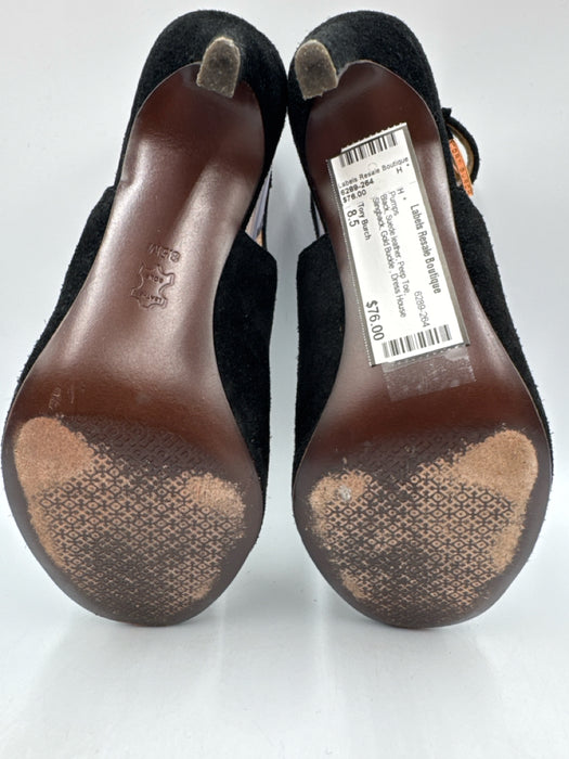 Tory Burch Shoe Size 8.5 Black Suede leather Peep Toe Slingback Pumps