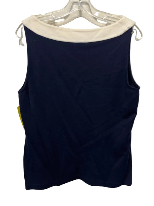 St. John Navy & white Wool Blend Sleeveless Tank Side Zip Jacket Jacket Set
