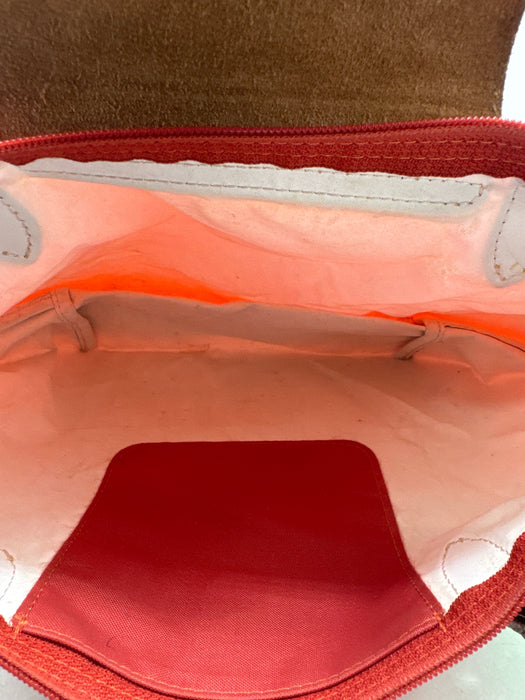 Longchamp Burnt Orange Nylon & Leather Top Flap Gold Tone Hardware Bag