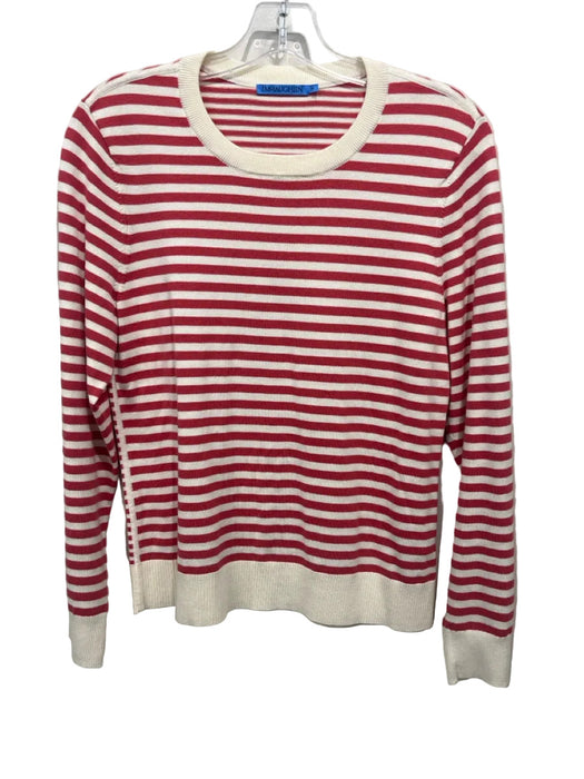J. McLaughlin Size M Cream & Red Cotton & Modal Long Sleeve Stripe Sweater
