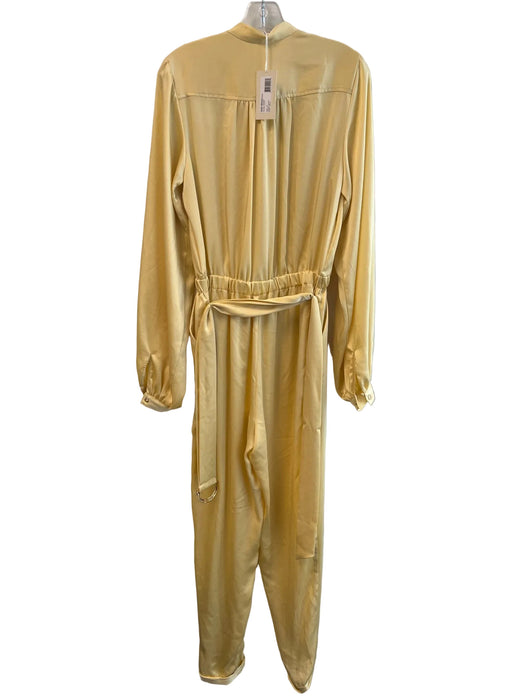 Ramy Brook Size M Yellow Polyester Long Sleeve Waist Belt Gold Hardware Jumpsuit