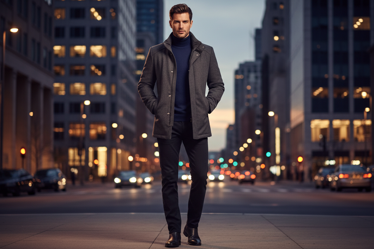 handsome man with winter jacket