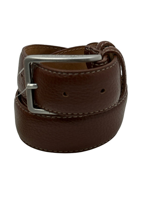 Labels Resale Boutique Peter Millar brown pebbled leather men's belt with a silver buckle
