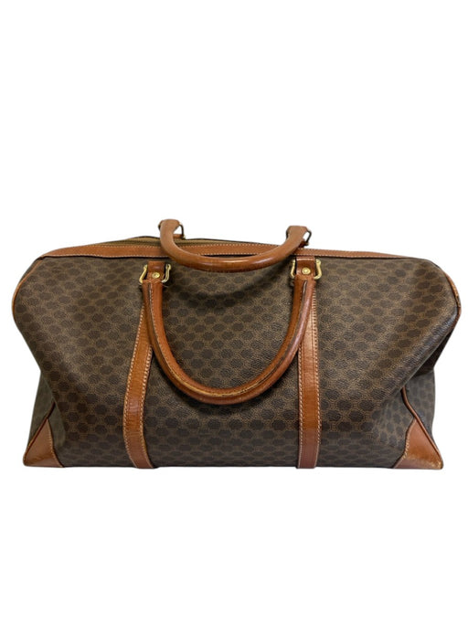 Labels Resale Boutique vintage Celine brown monogram coated canvas weekender duffle bag with zip top closure