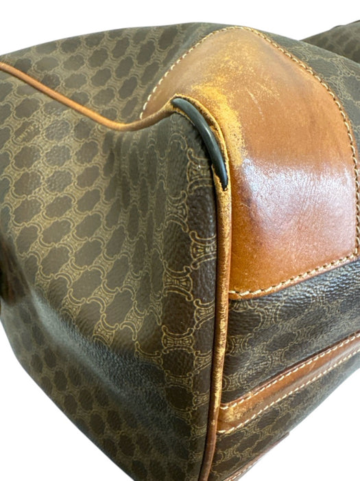 Labels Resale Boutique vintage Celine brown monogram coated canvas duffle bag with leather trim detail