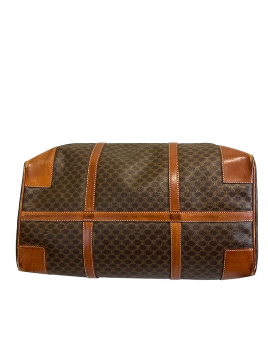 Labels Resale Boutique vintage Celine monogram coated canvas duffle weekender bag in brown and dark brown
